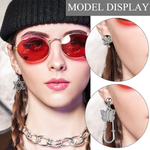 Yinkin 40 Pairs Goth Earrings Set Grunge Punk Rock Dangle Earring Gothic Y2k Jewelry Bat Cross Snake Skull Earrings for Women4