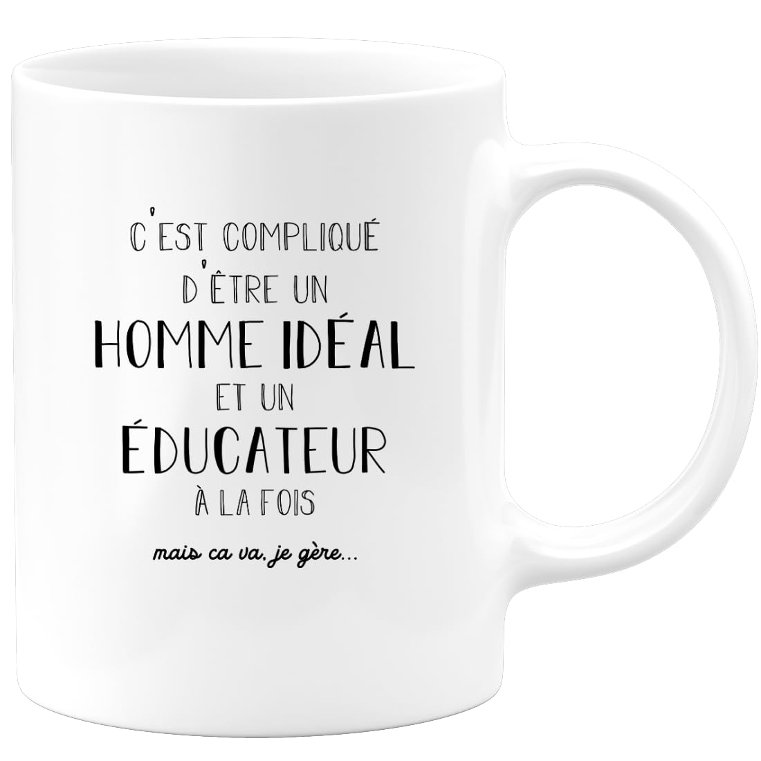 Café-Croissant - Mug Personnalisé Tasse Cadeau C'est Compliqué D'Être Un Homme Noël Et Educateur À La Fois Mais Ca Va Je Gère - Blanc/Céramique