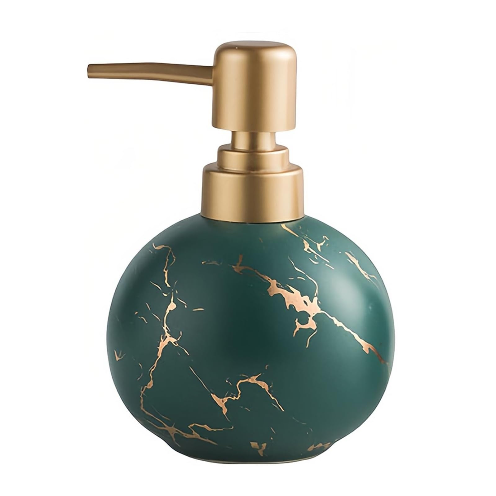 Hand Ceramic Soap Dispenser with Pump Refillable Lotion for Bathroom Vanity Countertop Dish for Bathroom(Green)