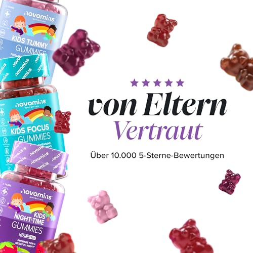 Schlaf Gummis für Kinder | Magnesium, L Theanin, VItamin B12 | Novomins – Ansicht 6