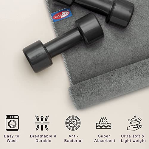 Image of Sassoon Microfiber Gym Towel (Set of 2, Grey) in 450 GSM for Men & Women Super Soft Towel, Fast Drying & Light Weight Ultra Absorbent Sports Towels, Use for Body and Face During Work & Travel