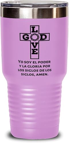 Miniatura 1 de Regalo religioso quinceanera Cristiana, bautizo primera comunión, bautizo, matrimonio, confirmación o aniversario - Vaso de Vino color lila 30oz