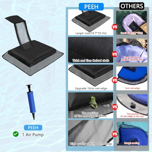 PEEH Rettungsrampe für Tiere, Pooltiere, Zubehör, Schwimmt Froschschutz zum Schwimmen mit Pool-Skimmer-Socken, spart alle kleinen Tiere, die den Pool betreten (2 Stück, schwarz)