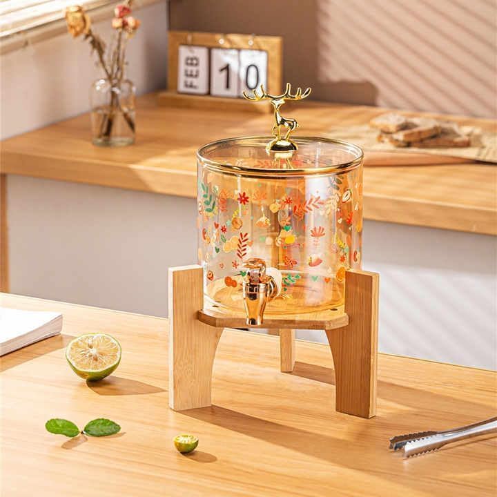 Patrani Fashion® Glass Water Dispenser, Whiskey Decanter Liqueur Drink Dispenser, Glass Mason Jar Beverage with Spigot, Serveware for Parties, Weddings, BBQ, Gold Dispensers (RENDOM Design) 3