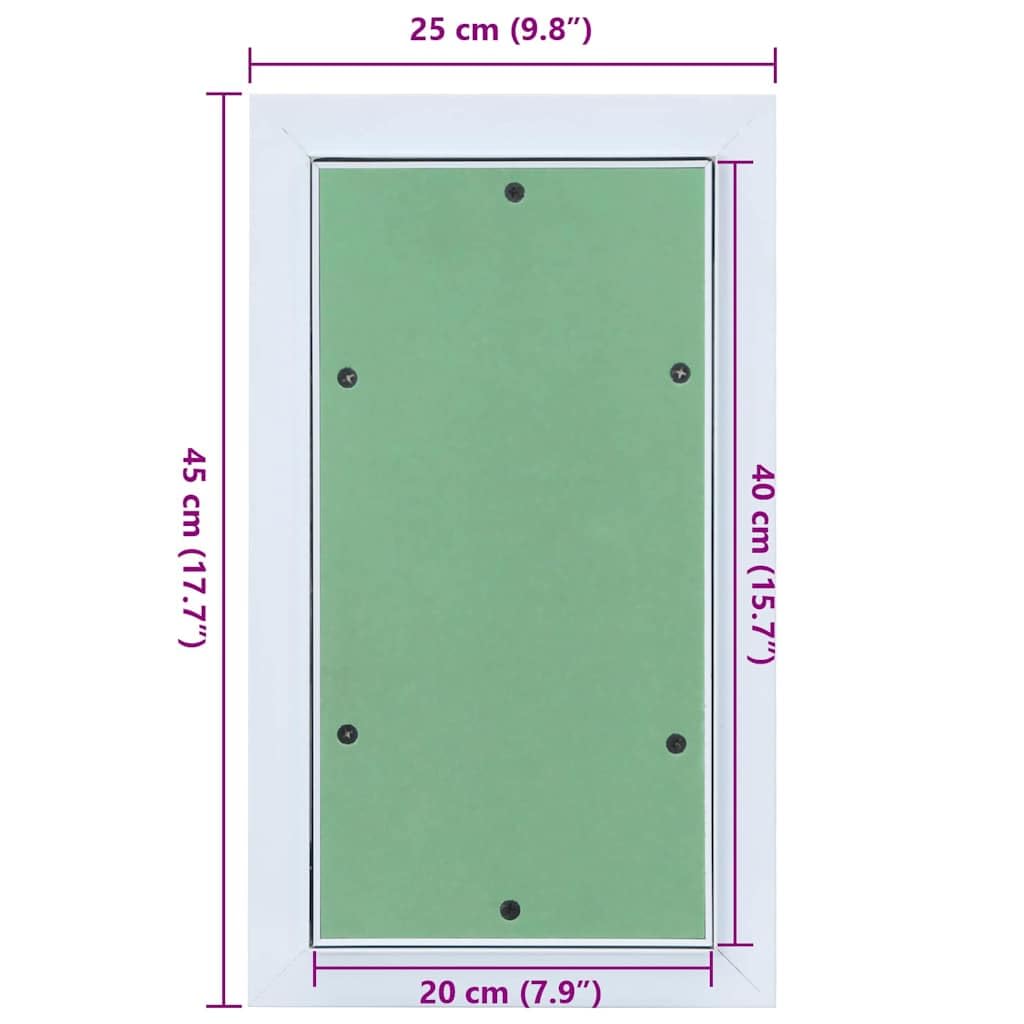Puerta de acceso verde plata 25 x 45 cm para interior y exterior duradera de aluminio yeso, ideal para mantenimiento, inspección, cubierta de pozo, protección contra incendios, construcción