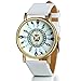 Produktbild JewelryWe Damen Armbanduhr, Charm Casual Analog Quarz Leder Armband Uhr mit Einzigartig Indischem Stammem Zifferblatt, Weiss