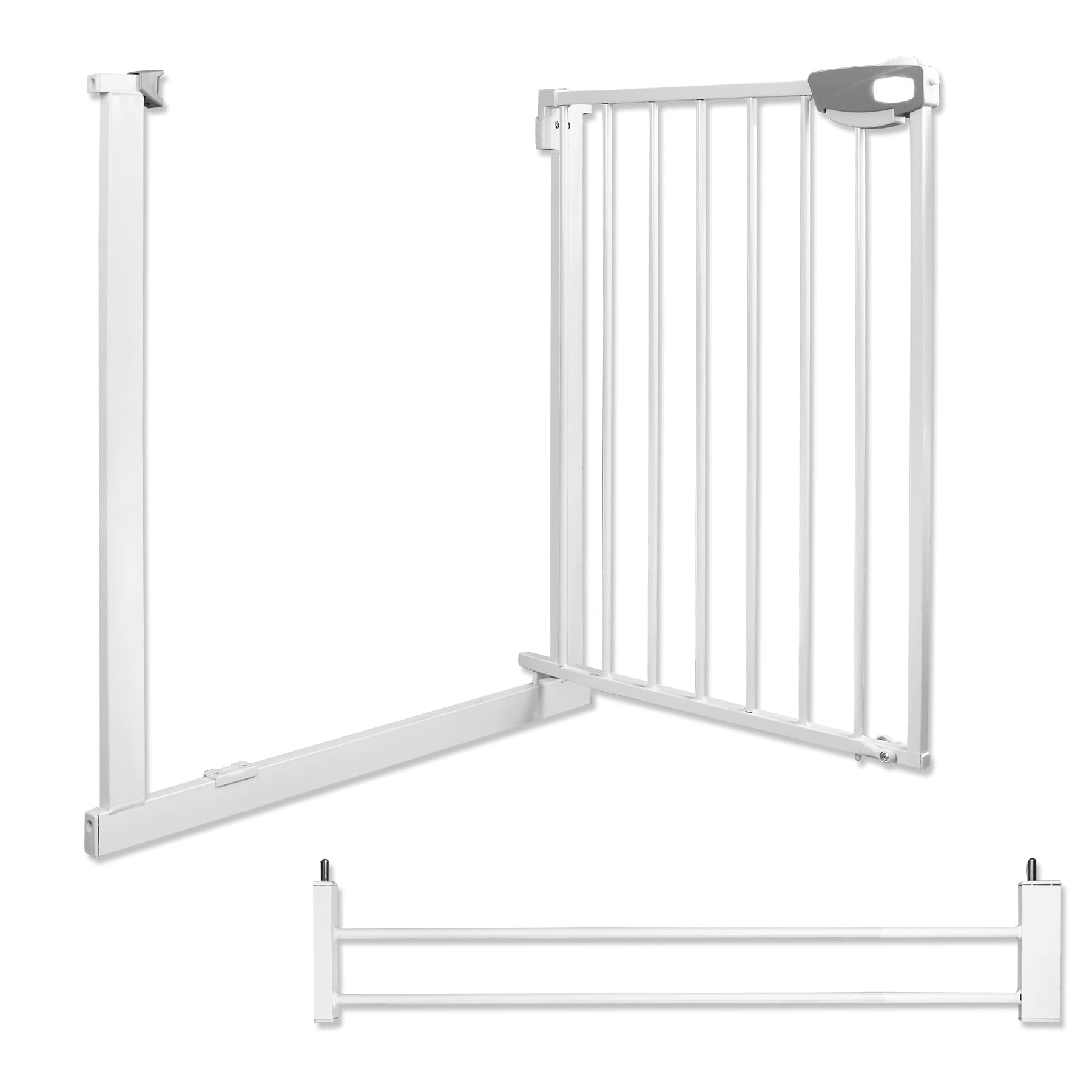 Froadp 77cm Barreras Seguridad para Puertas del Bebé, Clamp-On Protector Extensiones para Escaleras sin la Perforación, Blanco Vallas Automática del Niño, Cercados para Perros Infantil (85-95cm)