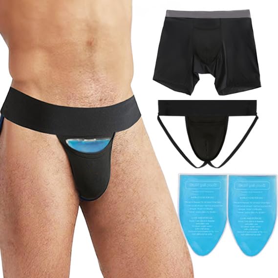 SAVOVUXVasectomy Jockstrap underware With 2 Flexible Ice Packs,JockStraps For Testicular Support and Pain Relief
