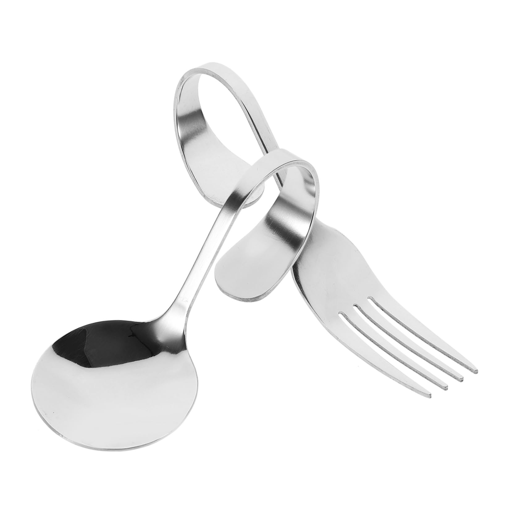 STOBAZA Stainless Steel Dessert Spoons Curved Handle Multi-function Scoop for Cocktails Juices Desserts Elegant Easy to Carry