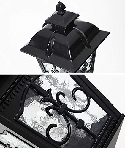 Lampa ogrodowa – antyczny aluminiowy słupek uliczny z lampionem z przezroczystego szkła – wodoszczelna lampa stojąca E27 na taras i wiktoriańskie wille