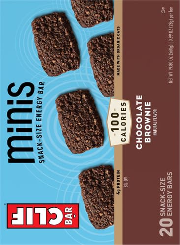 Image of CLIF BAR Minis - Chocolate Brownie Flavor - Made with Organic Oats - 4g Protein - Non-GMO - Plant Based - Snack-Size Energy Bars - 0.99 oz. 20 Count (Pack of 4)