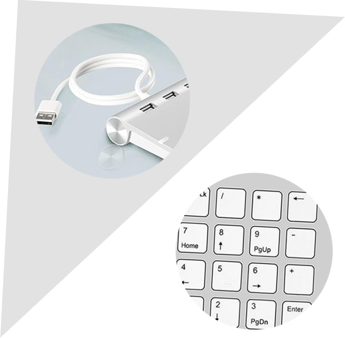 Operitacx USB Numeric Keypad Key with Port USB Hub Silver Zinc Alloy Numpad for Laptop Desktop Data Entry Compatible with Windows