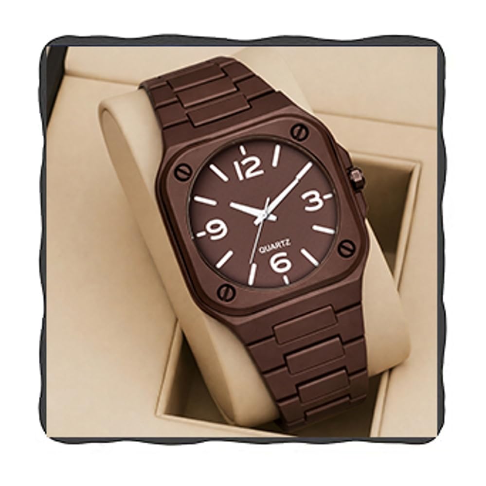 Image of Acnos Men's Premium Fiber Quartz Analog Watch - Luxury Square Dial Casual & Business Wrist Watch for Men