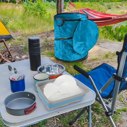 Collapsible Trash Can - Pop Up 44-Gallon Outdoor Portable Garbage Bag Holder with Zippered Lid - Recycle Bin for Camping or Parties by Wakeman (Blue) by Wakeman - Image 6