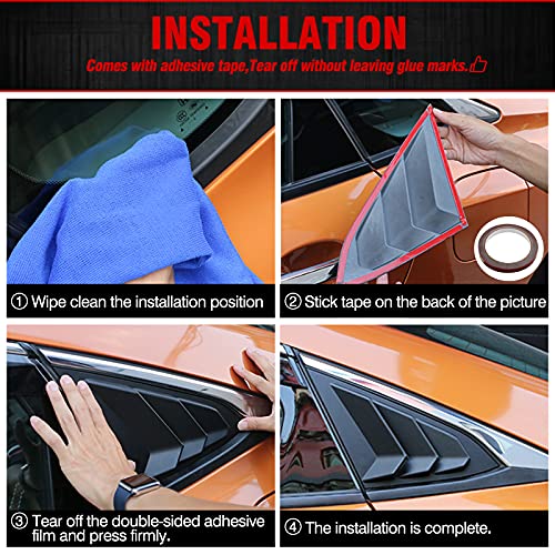 Htracing For 10Th Gen Civic Sedan Rear Side Window Louvers Air Vent Scoop Shades Cover Blinds Racing Style Compatible With Civic Sedan 2021 2020 2019 2018 2017 2016 (Matte Black) #TOP6