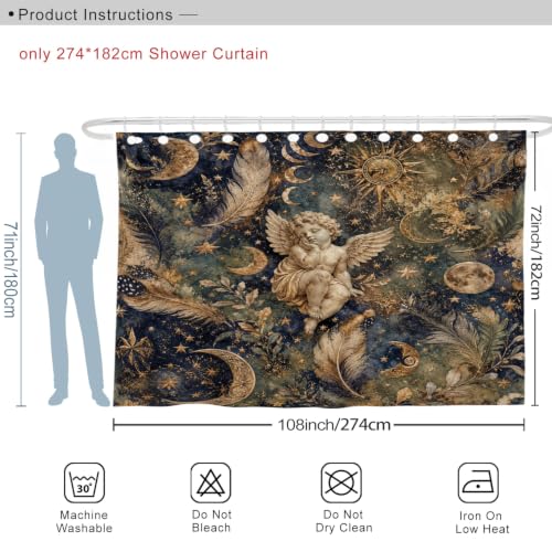 Rideau de douche extra large imperméable bleu marine 274x183 cm - 3