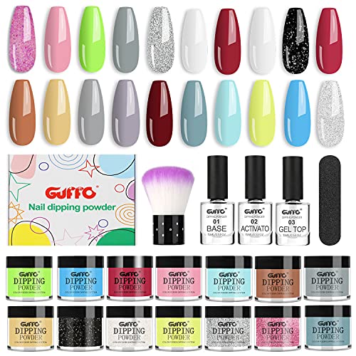 Guffo Dip Powder Nail Kit, 20 Colors Nail Dip Powder Kit, Professional Dip Nails Powder Starter Kit With Nail Manicure Set, No Nail Lamp Needed Gifts for Women