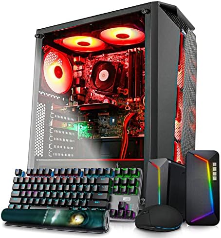 TJJ Snake Gaming Computer Desktop PC - Intel Core i5 (Up to 3.6GHz), NVIDIA GT 1030 2GB DDR5, 16GB DDR4 RAM, 250GB SSD, WiFi 6E, RGB Keyboard & Mouse & Speaker, 6 RGB Fans with Remote, Win 10 Pro