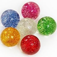 Irrmshr 6 Pcs Glitter Bounce Balls,42mm Super Bouncy Balls Gift,6 Colors Large Rubber Bounce Ball for Kids,Party Favors,Classroom Prizes