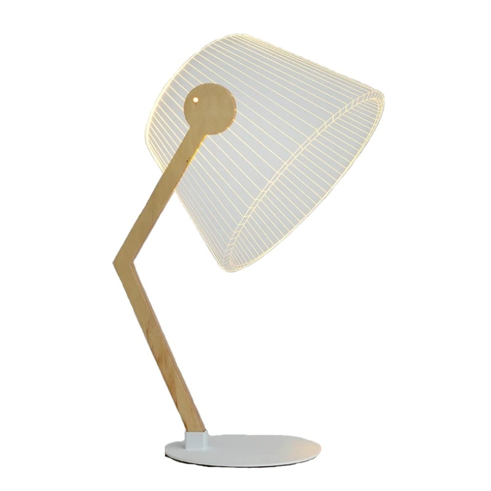 YESKIT Lamps, Led Desk Lamp Visual Bend Study Read Table Wooden Bracket Acrylic Board Creative Bedside Decoration Night Stand Light