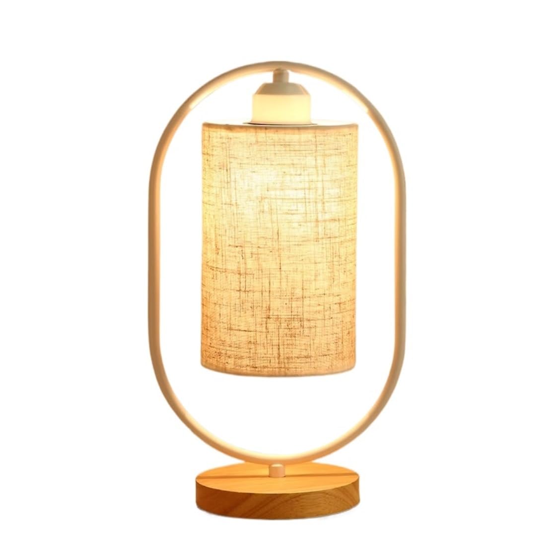 AZHKJKZH Table Lamp Creative Table Lamp Retro Fabric Lampshade Wood Base Bedside For Bedroom Living Room For Home(White,Dimmer Switch)