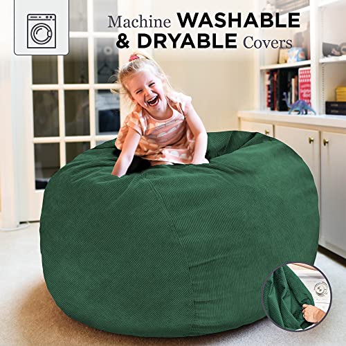 Image of CordaRoy's Corduroy Bean Bag-Convertible Bean Bag Chair&Bed-Machine-Washable Corduroy Fabric Cover-for Basement,Living Room,Game Room,Dorm&More - Full Size - Rainforest | Made in The USA