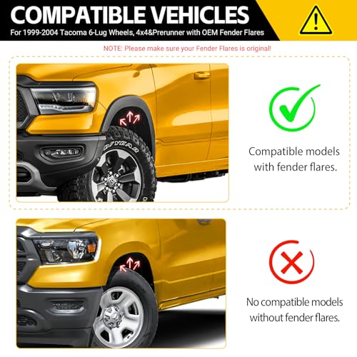 Image of Mud Flaps for 1999-2004 Toyota Tacoma with OEM Fender Flares Only, No Drill Splash Guards Front & Rear Truck Mud Guards with Hardware Accessories Mudflaps Set,4PCS