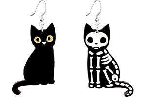 Cute Spooky Black Cat Christmas Earrings for Women
