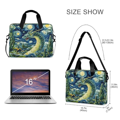 ALAZA Maletín para Laptop Estilo Van Gogh Dragón Verde miniatura 4