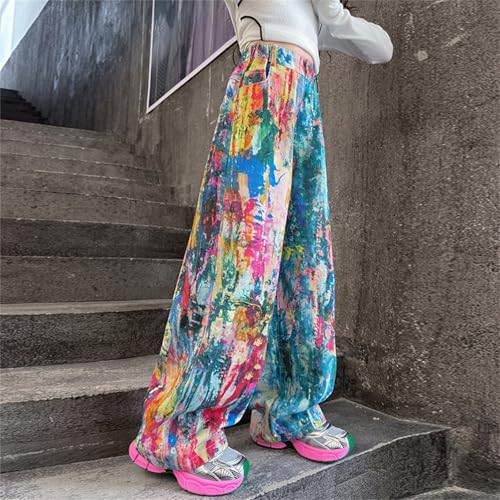 Y2K Baggy Jeans for Girls Tie Dye Wide Leg Jeans Kids High Waist Baggy Denim Pants Hip Hop Aesthetic Pants Streetwear3