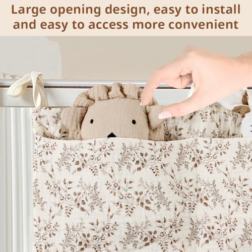 Mecmbj Bed Pocket,Baby Crib Bedside Organiser,2 Pieces Hanging Crib Organizer,Adjustable Nursery Organizer with 2 Pockets,Crib Organizer,Kids Room Hanging Bed Organizer for Diapers,Toys (Apricot) - Cosy Home Interiors Mecmbj Bed Pocket,Baby Crib Bedside Organiser,2 Pieces Hanging Crib Organizer,Adjustable Nursery Organizer with 2 Pockets,Crib Organizer,Kids Room Hanging Bed Organizer for Diapers,Toys (Apricot) - Image 4