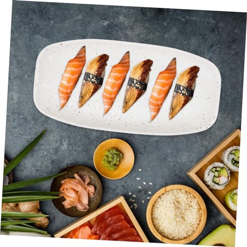 Plato de cerámica rectangular para sushi y postre miniatura 6