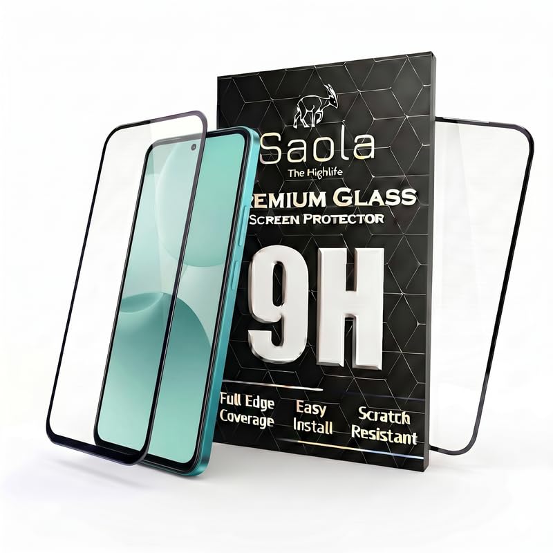 Image of Saola HD Clear Tempered Glass for Realme P4X 5g | High Strength 9H Protection, Smooth Touch, Full Coverage Screen Guard, 2-Step Installation Kit | Quick & Easy Application (Pack of 2)