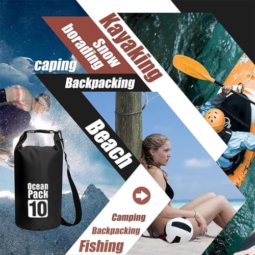 Image of Waterproof Dry Bag with Phone Case, 2L /3L /5L /10L /15L /20L /30L, Floating and Lightweight Bags for Kayaking Rafting Boating River Trekking-Multi Color (10 Liter)