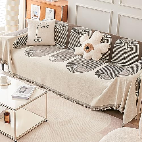 Chenille Sofa Throw Blanket for 3 Seater L Shaped Couch Non Slip Pet Friendly Furniture Protector Universal Cover for Sofas Beds and Chairs Multipurpose Blanket for Soft and Cozy Living Room