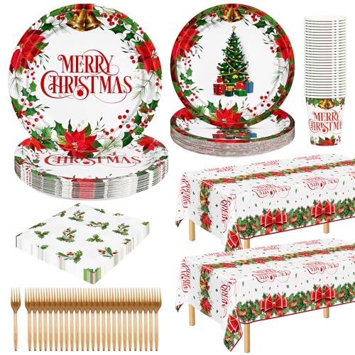 152pcs Christmas Plates and Napkins Sets, 9 152pcs Christmas Plates and Napkins Sets, 9