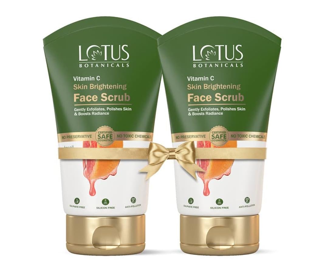 Lotus Botanicals Skin Brightening Face Scrub | Vitamin C | Sulphate, Silicon & Chemical Free | All Skin Types | 100g (Pack Of 2)