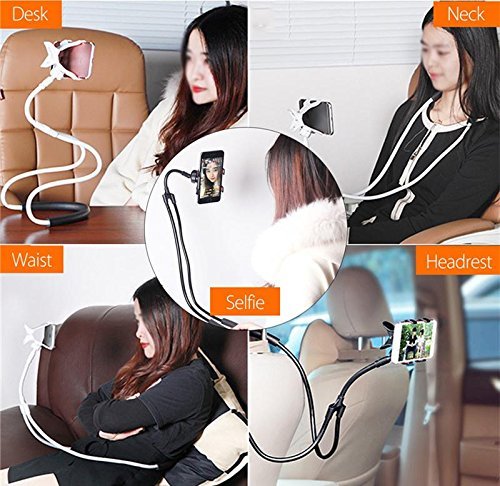 Image of pora's Portable Lazy Stand Mobile Holder with Goosneck Long Arm Clip | Flexible | Foldable | 360 Degree Compatible for Universal Places As Office |Home |Kitchen | Bedroom (Hanging Neck Lazy)