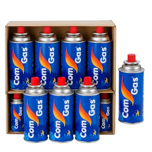 KURIL Pack 12 Cartuchos de Gas Butano COMGAS 250g – Repuesto para Cocinas Portátiles y Emergencias – Compatible con Modelos BS-102, BDZ155, GT-200 y BDZ-Q1000