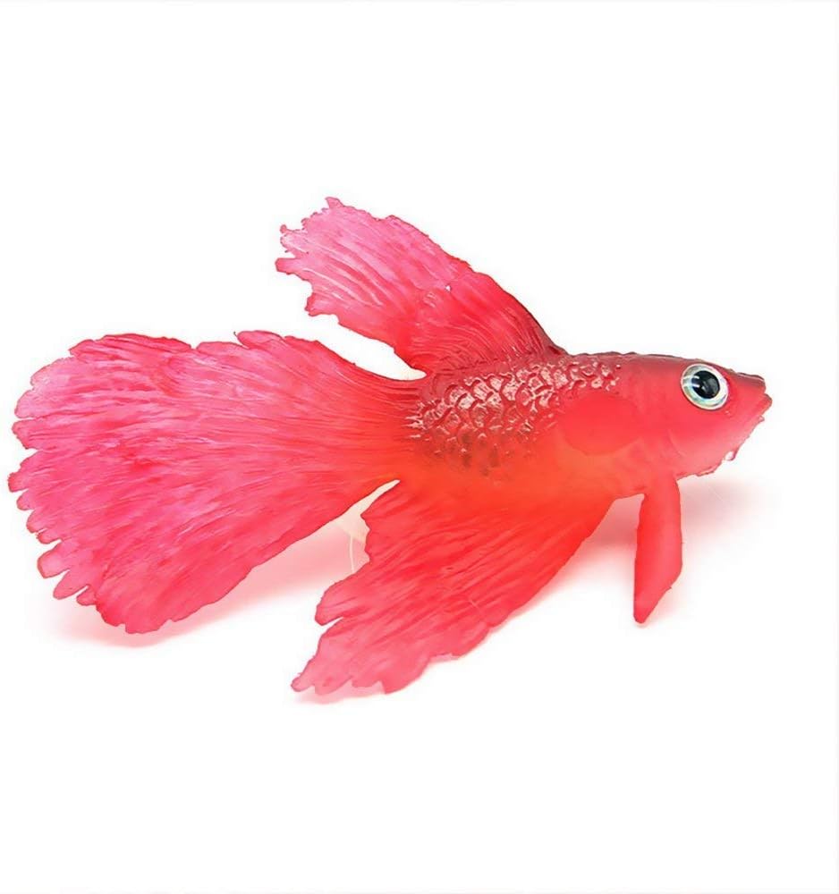 Aofocy Artificial Fish Silicone Fake Fish Artificial Swimming Fish Suction Cup Emulational Ornament For Fish Tank Aquarium Red