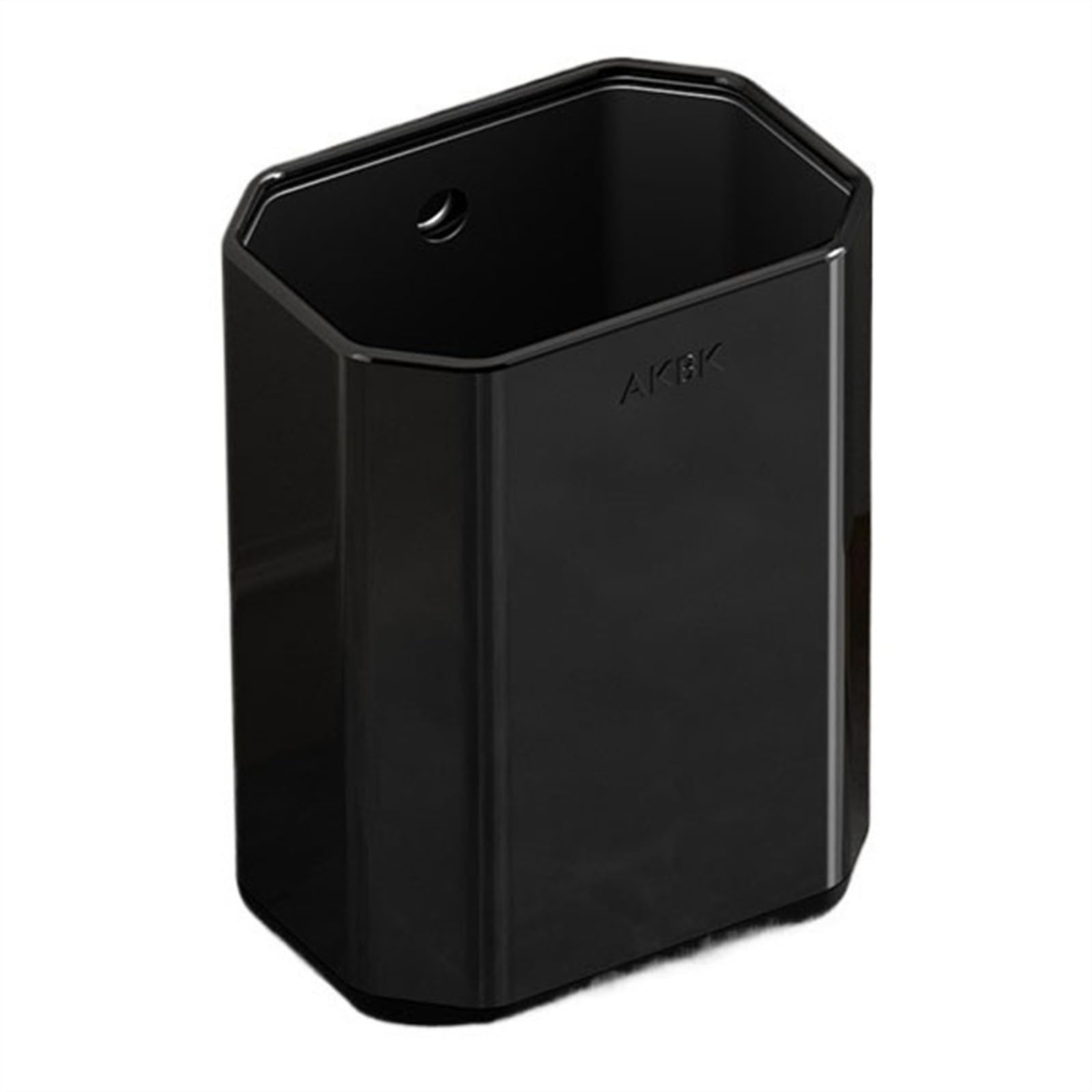 Poubelle 10/12 litres, octogonale, en métal, avec insert intérieur, étroite, en acier inoxydable brossé, pour salle de bain, cuisine, bureau (noir, 10 l)