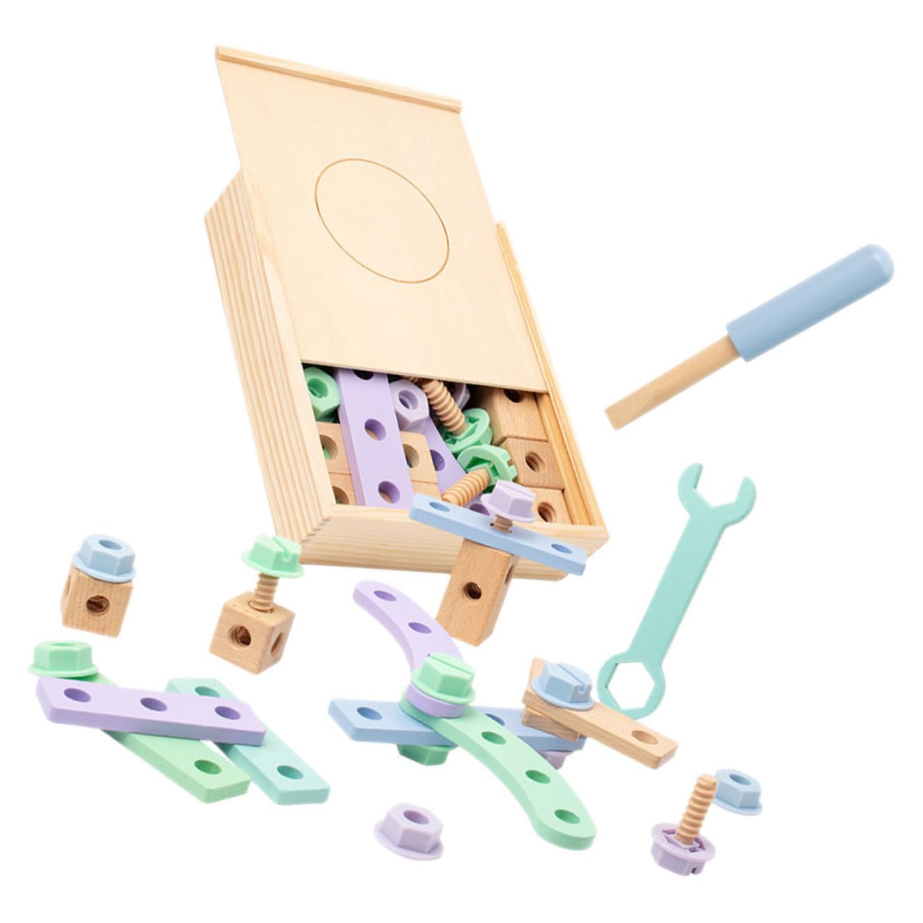 BESPORTBLE Cassetta Attrezzi Giocattolo in Legno per Ragazzo Ragazza Decorazioni Scuola, Gioco Educativo per Coordinazione Mano-occhio e Risoluzione Puzzle, per L'apprendimento Creativo