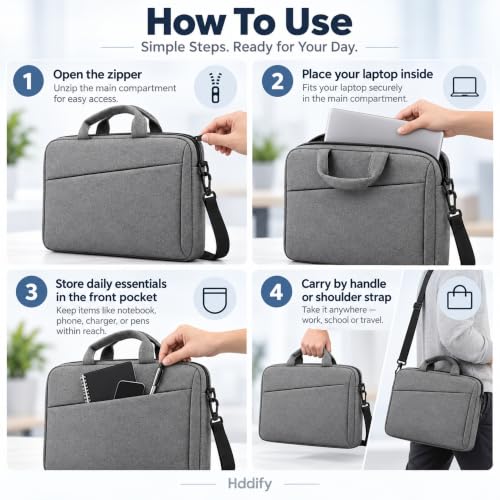 Image of Grey Laptop Briefcase for College Students and Professionals