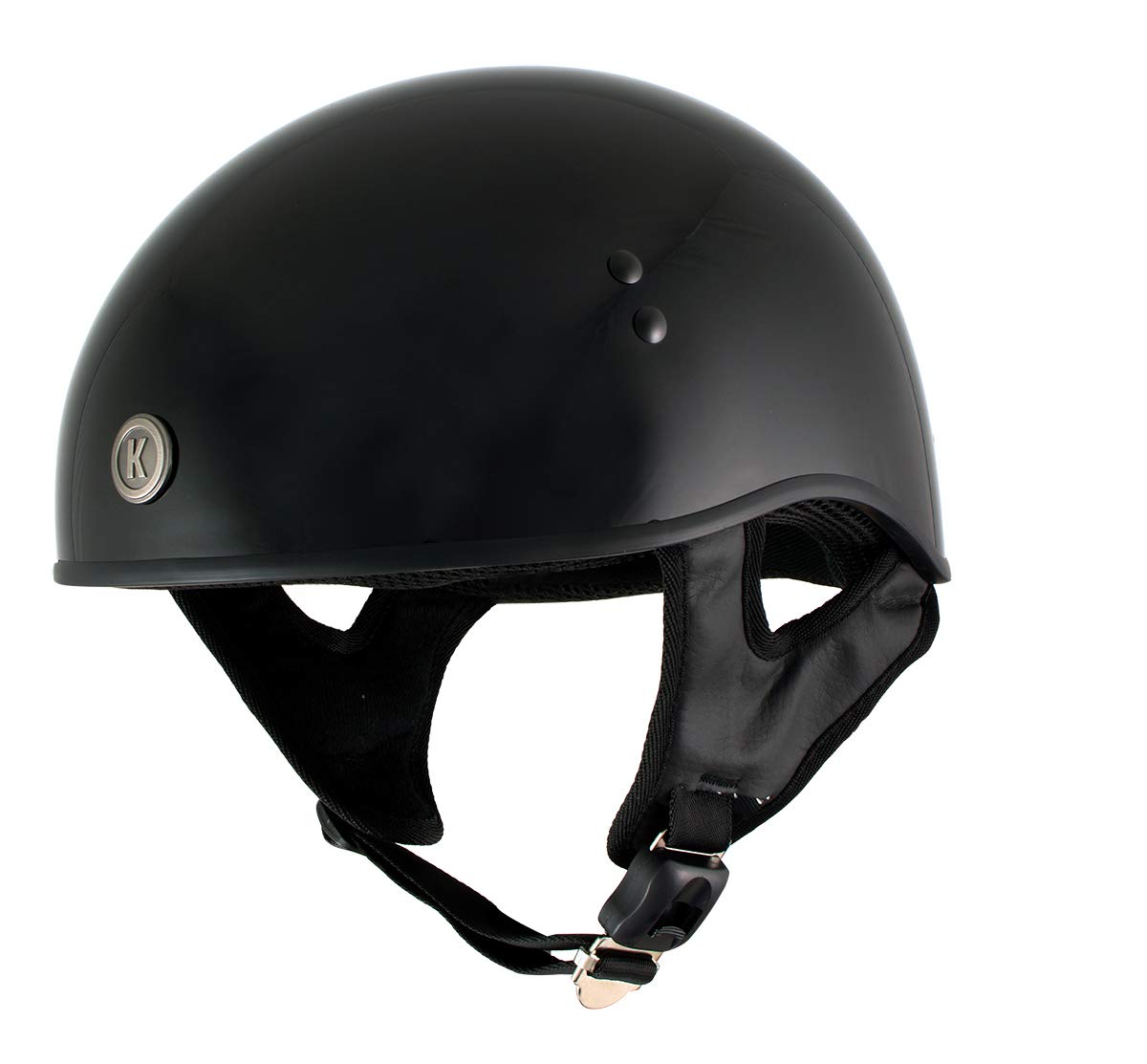 Klutch K-6 'Laid Low' Gloss Black Half Face Motorcycle Skull Helmet - Large