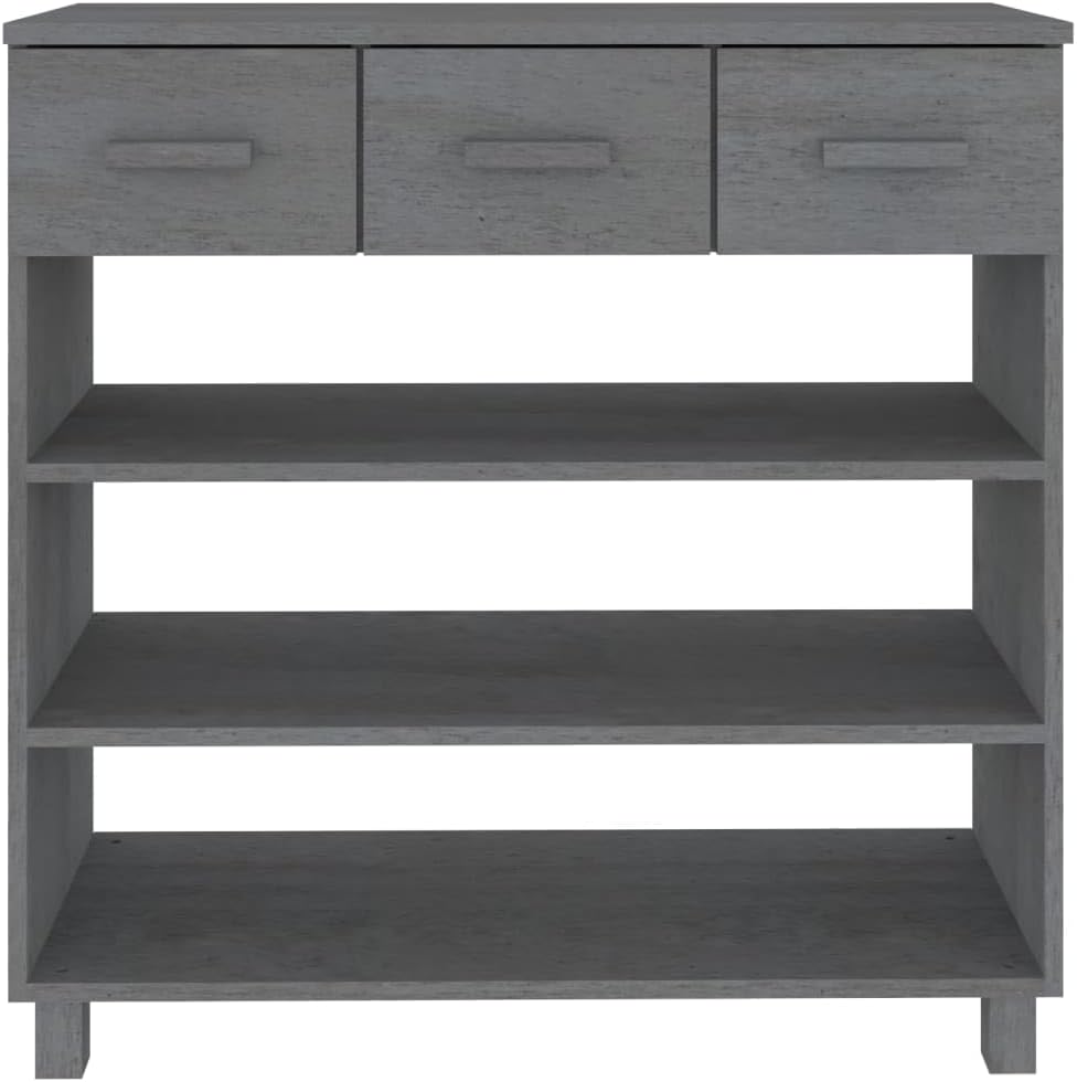 vidaXL Console Table Side End Table Tall Nightstand with Storage Shelf for Living Room Bedroom Office Bathroom HAMAR Dark Gray Solid Wood Pine