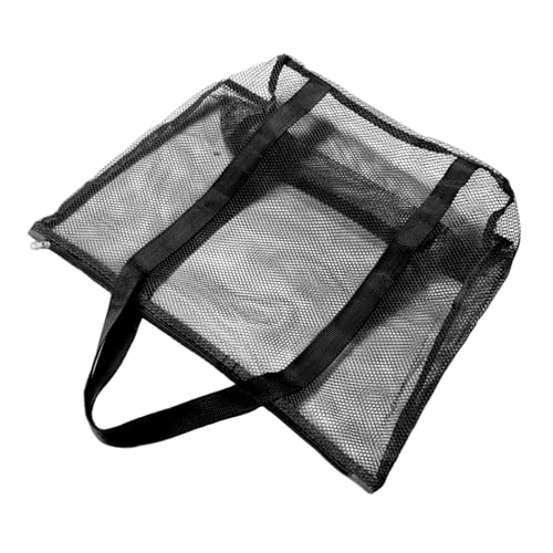FOMIYES 大容量メッシュビーチバッグ 折りたたみ可能 ジッパー付きトート 単肩ストラップ おもちゃ収納 トラベルポーチ ショッピング ビーチ ハ対応