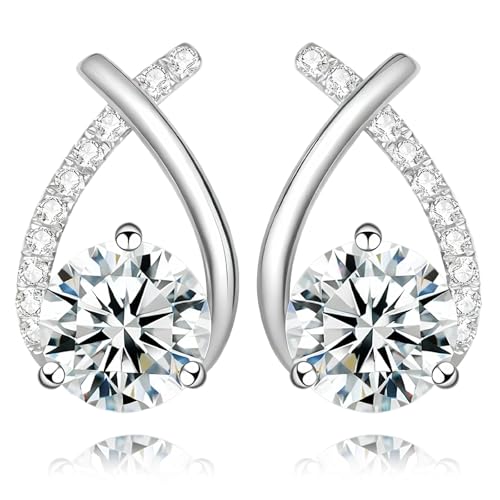 Moissanite Stud Earrings D Color VVS1 Moissanite Earrings 925 Sterling Silver 18K Gold Plated Friction Flat Bottom Mermaid Tail Earrings for Women