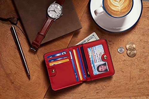 Image of Gostwo Small Wallet for Women, Slim Bifold Credit Card Holder, Compact RFID Blocking Cash Wallet, Billfolds Thin Leather Zipper Pocket, Mini Wallet Gift for Ladies Teen Girls Travel with ID Window