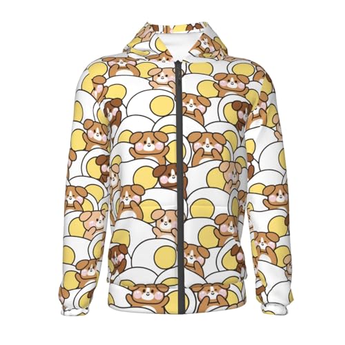 Cute Dog with Big FFried Egg Kid Hoodies Boys Zip Up Sweatshirts Girls Pullover with Pocket2