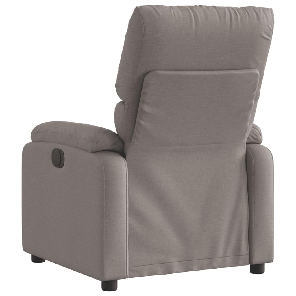 Fotel relaksacyjny, elektryczny, szarobrązowy, z regulowaną funkcją leżenia i wyściełanym oparciem, ergonomiczny fotel telewizyjny z podłokietnikami, kieszeń boczna